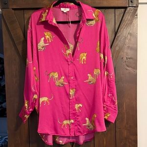 Entro Fuchsia Shirt with Leopard Accents